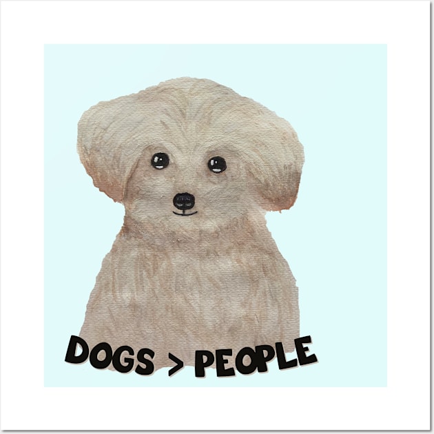 Dogs > people Dogs are grater than people Watercolor cute dachshund puppy Wall Art by WatercolorFun